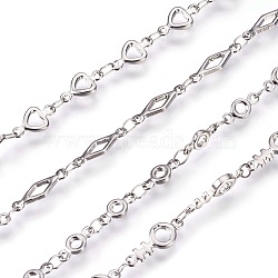 Tarnish Resistant 304 Stainless Steel Link Chain Bracelets, with Lobster Claw Clasps, Mixed Shapes, Stainless Steel Color, 8 inch~8-1/4 inch(20.2~21cm)(BJEW-P239-20)