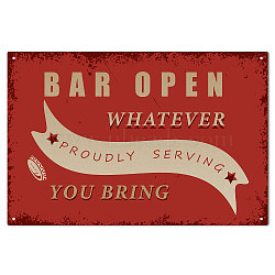 Vintage Metal Iron Tin Sign Poster, Wall Decor for Bars, Restaurants, Cafes Pubs, Word, 300x200x2.2mm, Hole: 5x5mm(AJEW-WH0157-695)