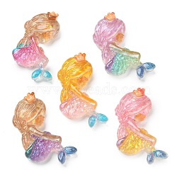 Resin Cabochons, with Paillette, Mermaid, Mixed Color, 32.5x22x7mm(RESI-R456-03)