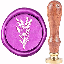 Brass Wax Seal Stamp, with Wood Handle, Golden, for DIY Scrapbooking, Flower Pattern, 20mm(AJEW-WH0337-003)