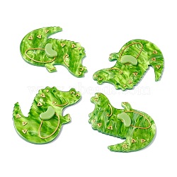 Embossed Graffiti Acrylic Pendants, for Earring Making, Crocodile, Lime, 45x36x4mm, Hole: 2mm(MACR-C011-03)