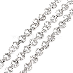 Tarnish Resistant 304 Stainless Steel Rolo Chains, Belcher Chain, Textured, with Spool, Unwelded, Stainless Steel Color, 5.5x1.5mm, about 32.81 Feet(10m)/Roll(CHS-P014-01P)