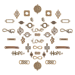 Alloy Links Connectors, Mixed Shape, Antique Bronze, 40pcs/box(PALLOY-SC0003-02AB)