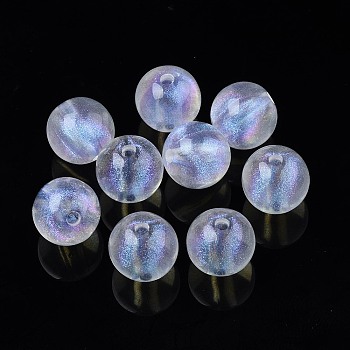Transparent Acrylic Beads, Glitter Powder, Round, Clear, 11.5x11mm, Hole: 2mm