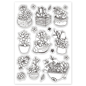 PVC Plastic Stamps, for DIY Scrapbooking, Photo Album Decorative, Cards Making, Stamp Sheets, Flower Pattern, 16x11x0.3cm