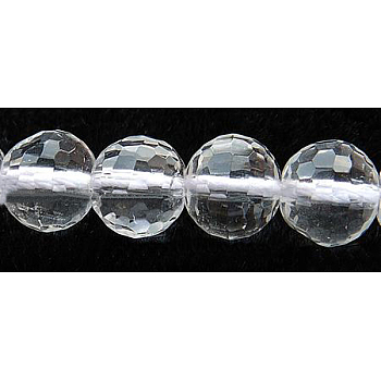 Gemstone Beads Strands, Quartz Crystal, Faceted(128 Facets), Round, Synthetic Crystal, 6mm, Hole: 0.8mm, about 67pcs/strand, 15.5 inch
