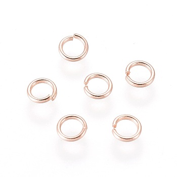 304 Stainless Steel Open Jump Rings, Rose Gold, 22 Gauge, 3.5x0.6mm, Inner Diameter: 2.3mm