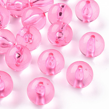 Transparent Acrylic Beads, Round, Hot Pink, 20x19mm, Hole: 3mm, about 111pcs/500g