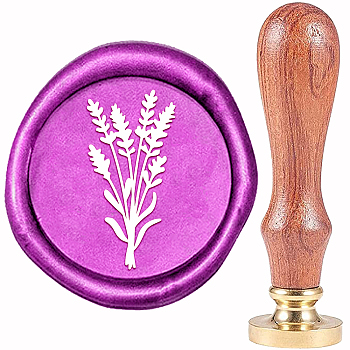 Brass Wax Seal Stamp, with Wood Handle, Golden, for DIY Scrapbooking, Flower Pattern, 20mm