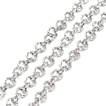 304 Stainless Steel Rolo Chains, Belcher Chain, Textured, with Spool, Unwelded, Stainless Steel Color, 5.5x1.5mm, about 32.81 Feet(10m)/Roll