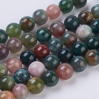 Natural Indian Agate Beads Strands, Round, 8mm, Hole: 1mm, about 24pcs/strand, 7.6 inch