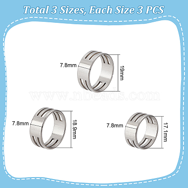 9Pcs 3 Styles 201 Stainless Steel Auxiliary  Ring(TOOL-UN0001-29)-3