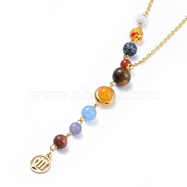 Universe Galaxy The Nine Planets Guardian Star Stone Necklaces(NJEW-JN02413-06)-3