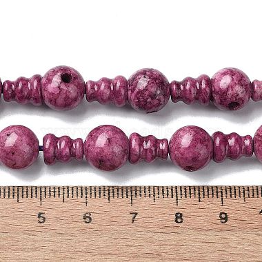 Dyed Natural Fossil 3-Hole Guru Bead Strands(G-K149-51C)-4