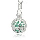 Silver Color Plated Brass Hollow Round Cage Pendants(KK-J226-09S)-2