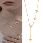 1Pc Stainless Steel Heart Tassel Y Pendants Necklaces for Women, Golden, 16.89 inch(42.9cm)(NJEW-LP0003-14)