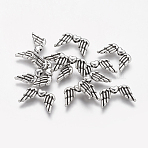 Tibetan Style Alloy Beads, Lead Free & Cadmium Free, Angel Wing, Antique Silver, 18.5x11x3.5mm, Hole: 1.5mm(LF10899Y)
