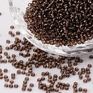 8/0 Grade A Round Glass Seed Beads, Silver Lined, Coconut Brown, 8/0, 3x2mm, Hole: 1mm, about 10000pcs/pound(SEED-Q007-3mm-F58)