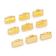 Iron Ribbon Crimp Ends, Golden, about 7mm long, 10mm wide, hole: 2mm(E143Y-G)