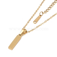 Ion Plating(IP) Initial Letter 304 Stainless Steel Pendant Necklaces, Real 18K Gold Plated, Letter I, 15.87 inch(40.3cm), Pendant: about 16.5x4mm(NJEW-M199-01G-I)
