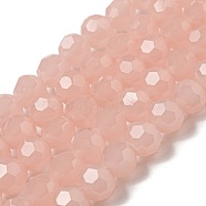 Imitation Jade Glass Beads Stands, Faceted, Round, PeachPuff, 6mm, Hole: 1mm, about 98pcs/strand, 20.47''(52cm)(EGLA-A035-J6mm-D08)