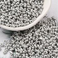 Opaque Glass Seed Beads, Peanut, Silver, 3.5~4x2~2.5x2~2.3mm, Hole: 0.8mm(SEED-K009-06B-03)