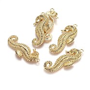 Tibetan Style Alloy Big Pendants, Ocean Theme, Lead Free & Nickel Free & Cadmium Free, Sea Horse, Real 18K Gold Plated, 64x29x4.5mm, Hole: 3.5mm(TIBEP-A040-027G-NR)