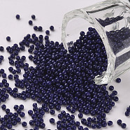 11/0 Grade A Baking Paint Glass Seed Beads, Round, Midnight Blue, 2.3x1.5mm, Hole: 1mm, about 5300pcs/50g(X-SEED-N001-A-1009)
