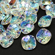 Taiwan Acrylic Rhinestone Buttons, Faceted, 1-Hole, Square, Clear, 13x13x7mm, Hole: 1mm(BUTT-F018-13mm-15)