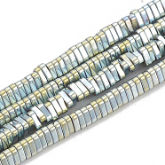 Electroplate Non-magnetic Synthetic Hematite Beads Strands, Triangle, Green Plated, 2.5x3x1mm, Hole: 0.8mm, about 390pcs/strand, 16.14 inch(G-N0318-08B)