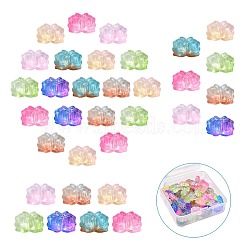 70Pcs 7 Colors Two Tone Glass Beads, Lotus, Mixed Color, 10x14x6mm, Hole: 1.2mm, 10Pcs/color(GLAA-CJ0001-78)