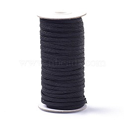 (Defective Closeout Sale: Spool Go Mouldy), Flat Elastic Band, Braided Stretch Strap Cord Roll for Sewing Crafting and Mask Making, Black, 5x0.5mm, about 100yard/roll(SRIB-XCP0001-09A-B)