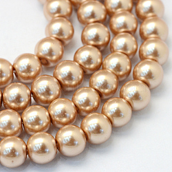 Baking Painted Glass Pearl Bead Strands, Pearlized, Round, BurlyWood, 3~4mm, Hole: 0.5mm, about 195pcs/strand, 23.6 inch(X-HY-Q003-3mm-11)