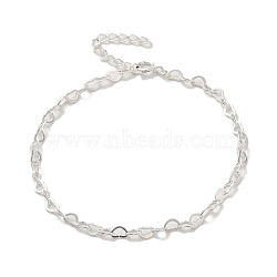 925 Sterling Silver Heart Link Chain Bracelets for Women, Silver, 6-3/4 inch(17cm)(BJEW-E101-01S-04)