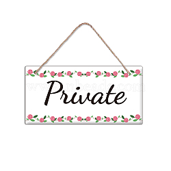 PVC Plastic Hanging Wall Decorations, with Jute Twine, Rectangle with Word Private, Colorful, Word, 15x30x0.5cm(HJEW-WH0022-005)