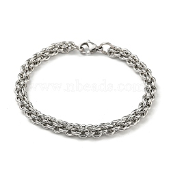 201 Stainless Steel Rope Chain Bracelets, Stainless Steel Color, 9-1/8 inch(23cm)(STAS-Z056-11P)