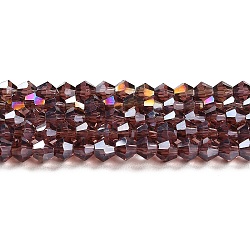 Transparent Electroplate Glass Beads Strands, AB Color Plated, Faceted, Bicone, Medium Purple, 3.5mm, about 108~123pcs/strand, 12.76~14.61 inch(32.4~37.1cm)(GLAA-F029-3mm-A05)