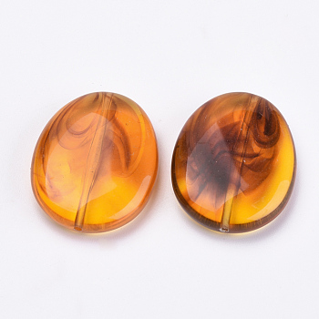 Acrylic Beads, Imitation Amber, Oval, Dark Orange, 29.5x23x7.5mm, Hole: 1mm, about 123pcs/500g