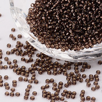 8/0 Grade A Round Glass Seed Beads, Silver Lined, Coconut Brown, 8/0, 3x2mm, Hole: 1mm, about 10000pcs/pound