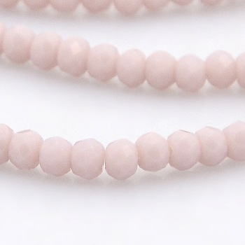 Imitation Jade Glass Faceted Rondelle Beads Strands, Lavender Blush, 3x2mm, Hole: 1mm, about 198pcs/strand, 15.7 inch
