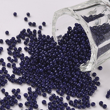 11/0 Grade A Baking Paint Glass Seed Beads, Round, Midnight Blue, 2.3x1.5mm, Hole: 1mm, about 5300pcs/50g