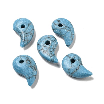 Dyed Synthetic Turquoise Beads, Comma Shape, Light Sky Blue, 14.5~16x9.5~10x4~4.5mm, Hole: 2mm