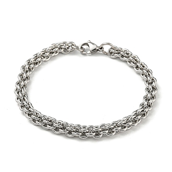 201 Stainless Steel Rope Chain Bracelets, Stainless Steel Color, 9-1/8 inch(23cm)