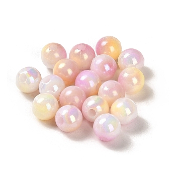 Opaque Acrylic Beads, Gradient Colorful, Round , Pearl Pink, 6mm, Hole: 1.8mm, about 5000pcs/500g