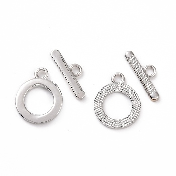 Brass Toggle Clasps, Ring, Platinum, Bar: 17.5x6x2mm, Hole: 2mm, Ring: 18x14x2mm, hole: 2mm