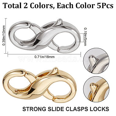 10Pcs 2 Colors Brass Double Opening Lobster Claw Clasps(KK-CN0002-03)-2