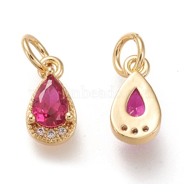 Brass Micro Pave Clear Cubic Zirconia Charms(KK-F820-15-G)-3