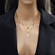 304 Stainless Steel Cable & Herringbone Chains Double Layer Necklace(NJEW-C022-03G)-6