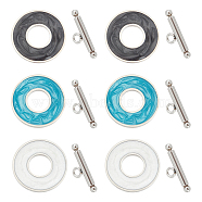 UNICRAFTALE 6Sets 3 Colors 304 Stainless Steel Toggle Clasps, with Enamel, Ring, Stainless Steel Color, Mixed Color, Ring: 29.5x2mm, Inner Diameter: 12mm, Bar: 21x7x3mm, Hole: 2mm, 2sets/color(STAS-UN0021-58P)