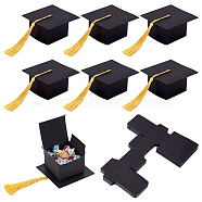 40Pcs Graduation Cap Shaped Paper Gift Box, with Tassels, Folding Boxes, for Graduation Party Decoration, Black, 7.5x7.5x3.5cm(CON-BC0002-41)